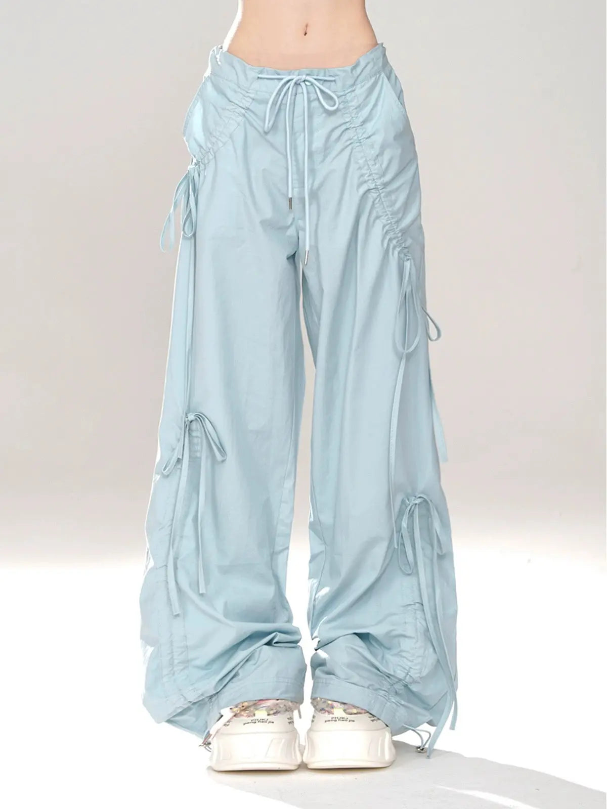 ' Mint Smoothie ‘ Kawaii Streetwear Ribbon Drawstring Parachute Pants AlielNosirrah