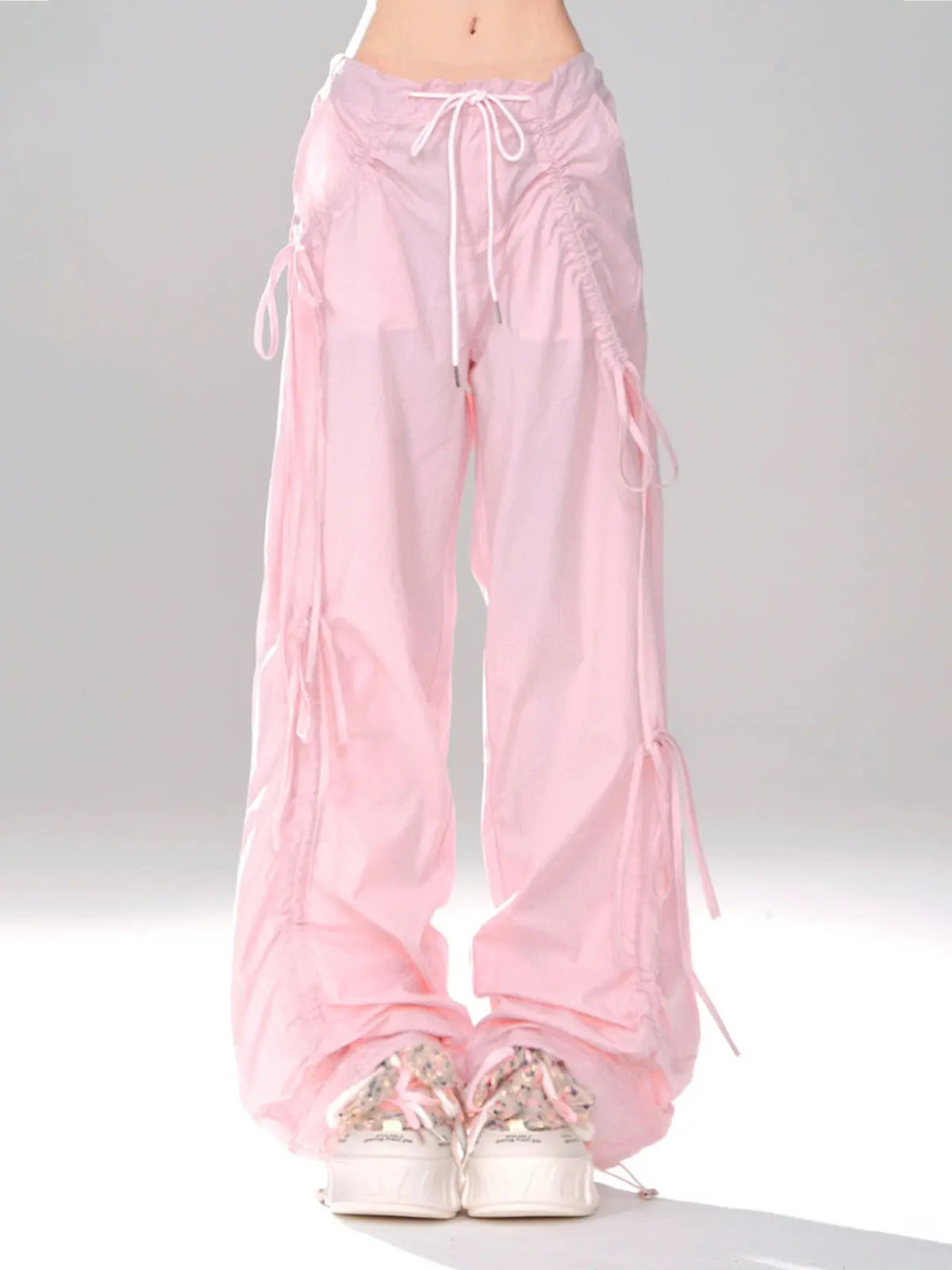 ' Mint Smoothie ‘ Kawaii Streetwear Ribbon Drawstring Parachute Pants AlielNosirrah