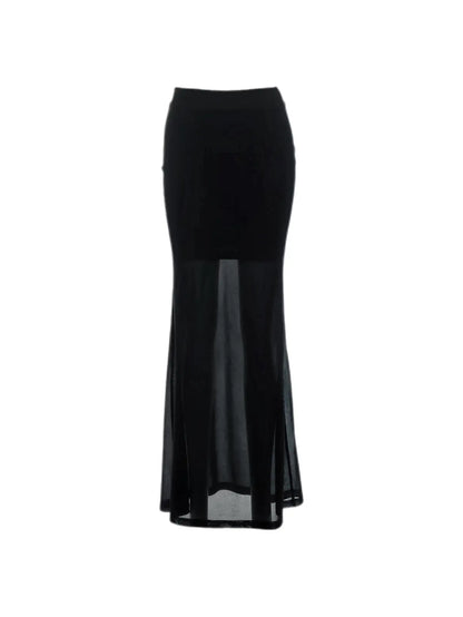 'Miss Myth' Dark Mesh See through Midi Skirt AlielNosirrah