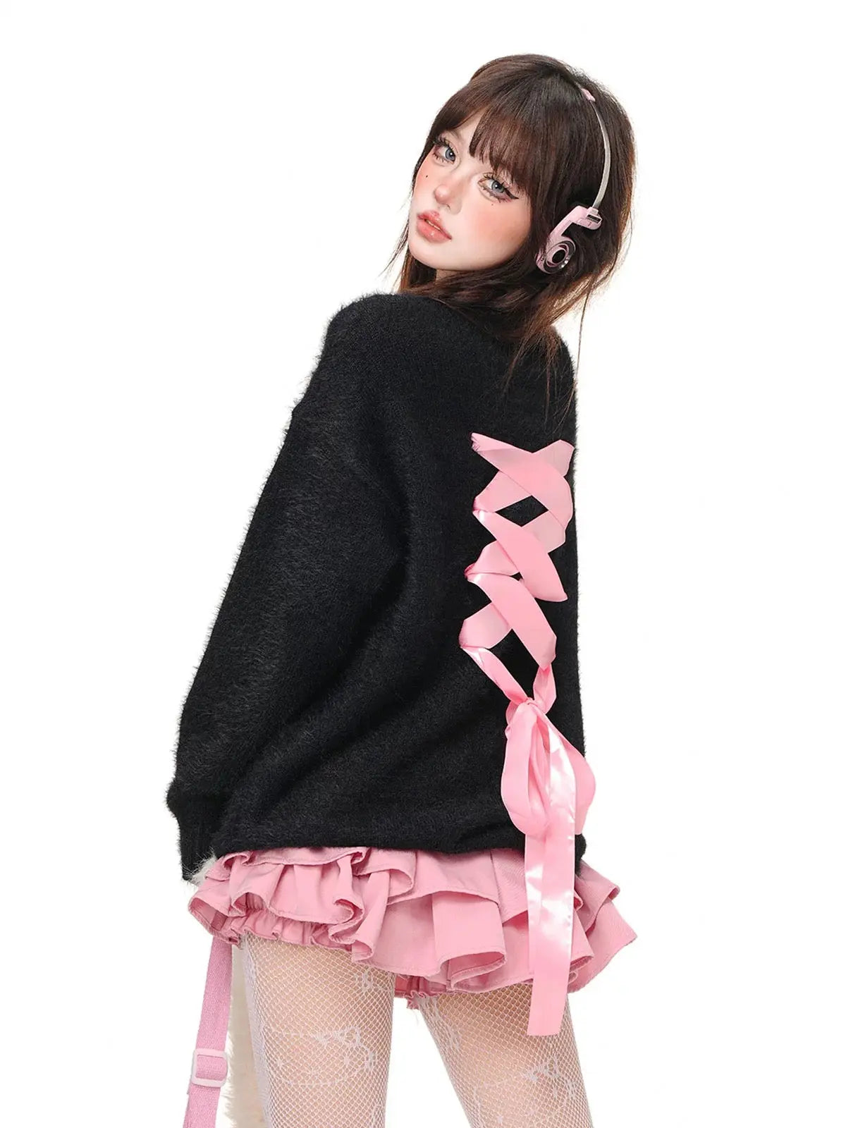 'Mood' Coquette Ribbon Mohair Knitted Sweater AlielNosirrah