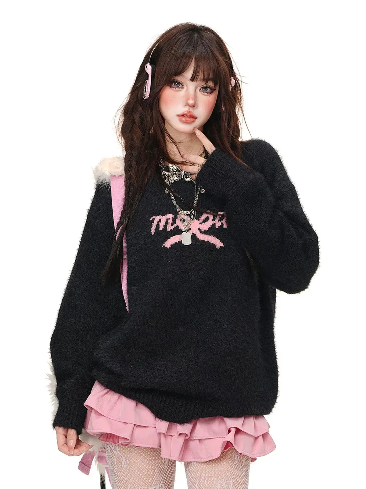 'Mood' Coquette Ribbon Mohair Knitted Sweater AlielNosirrah