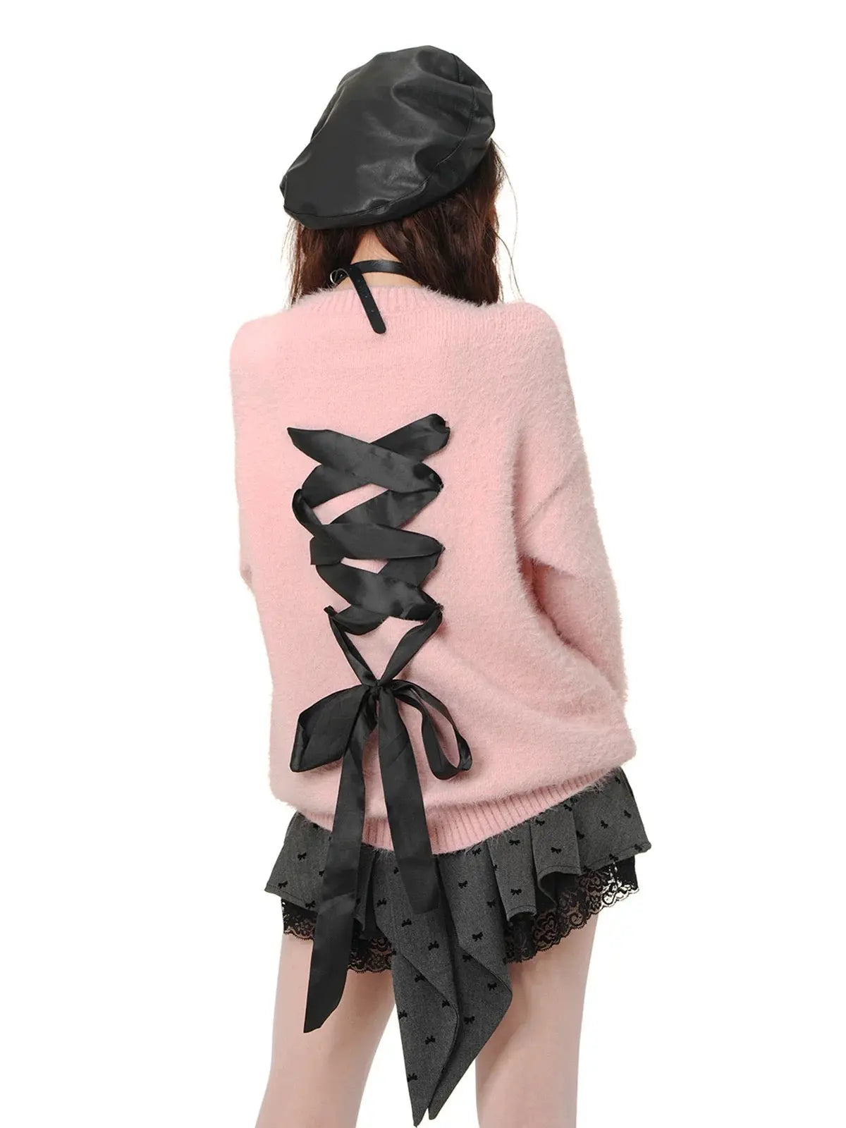 'Mood' Coquette Ribbon Mohair Knitted Sweater AlielNosirrah