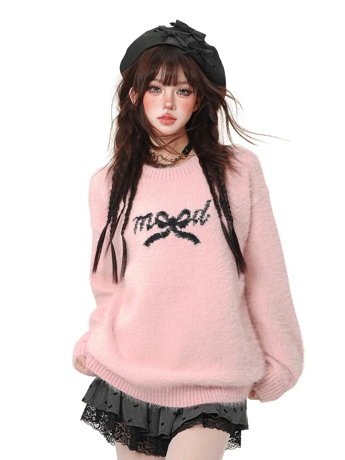 'Mood' Coquette Ribbon Mohair Knitted Sweater AlielNosirrah