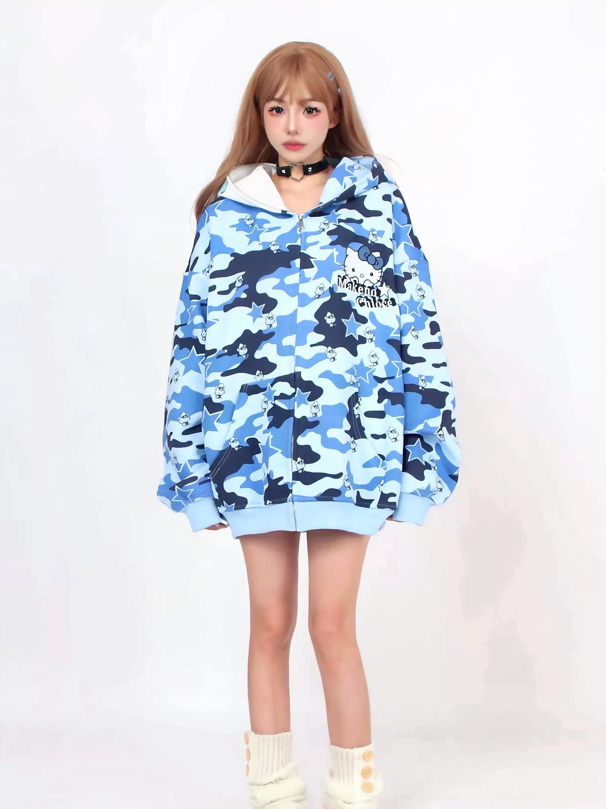 'Mua' Kawaii Streetstyle Camouflage Kitty Hoodie AlielNosirrah