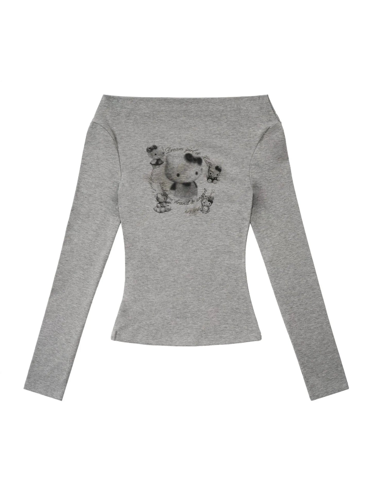 'Nerdy' Kitty Off Shoulder Fall Long Sleeve Shirts AlielNosirrah