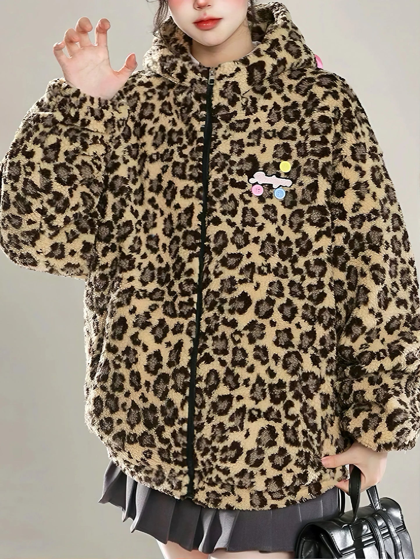 'Odd Girl' Fleeced Y2k Shibuya Cheetah Jacket AlielNosirrah