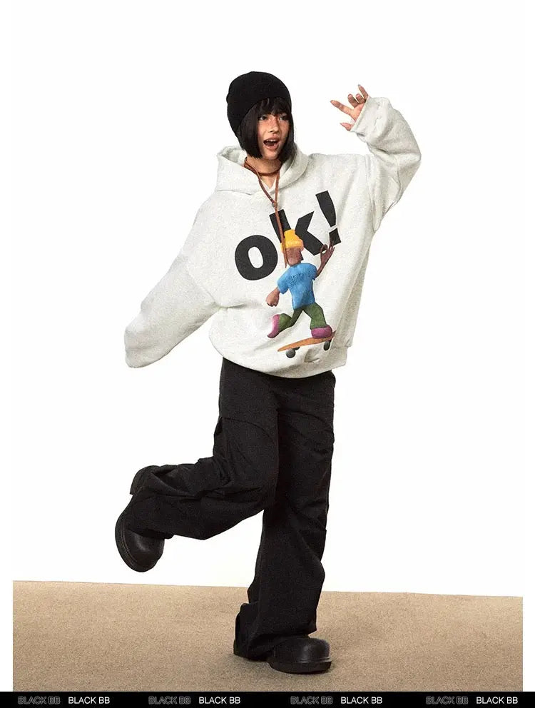 'Ok' Unisex Okay Oversize Streetstyle Hoodie AlielNosirrah