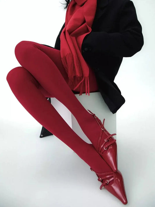 'Paint The Town Red' Pastel Stretchy Y2k Tights AlielNosirrah