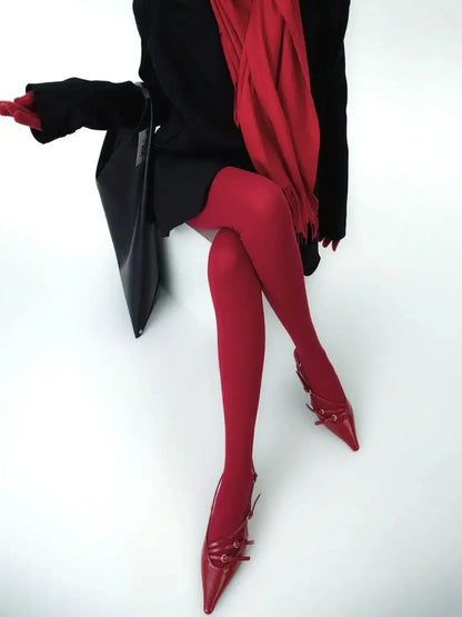 'Paint The Town Red' Pastel Stretchy Y2k Tights AlielNosirrah