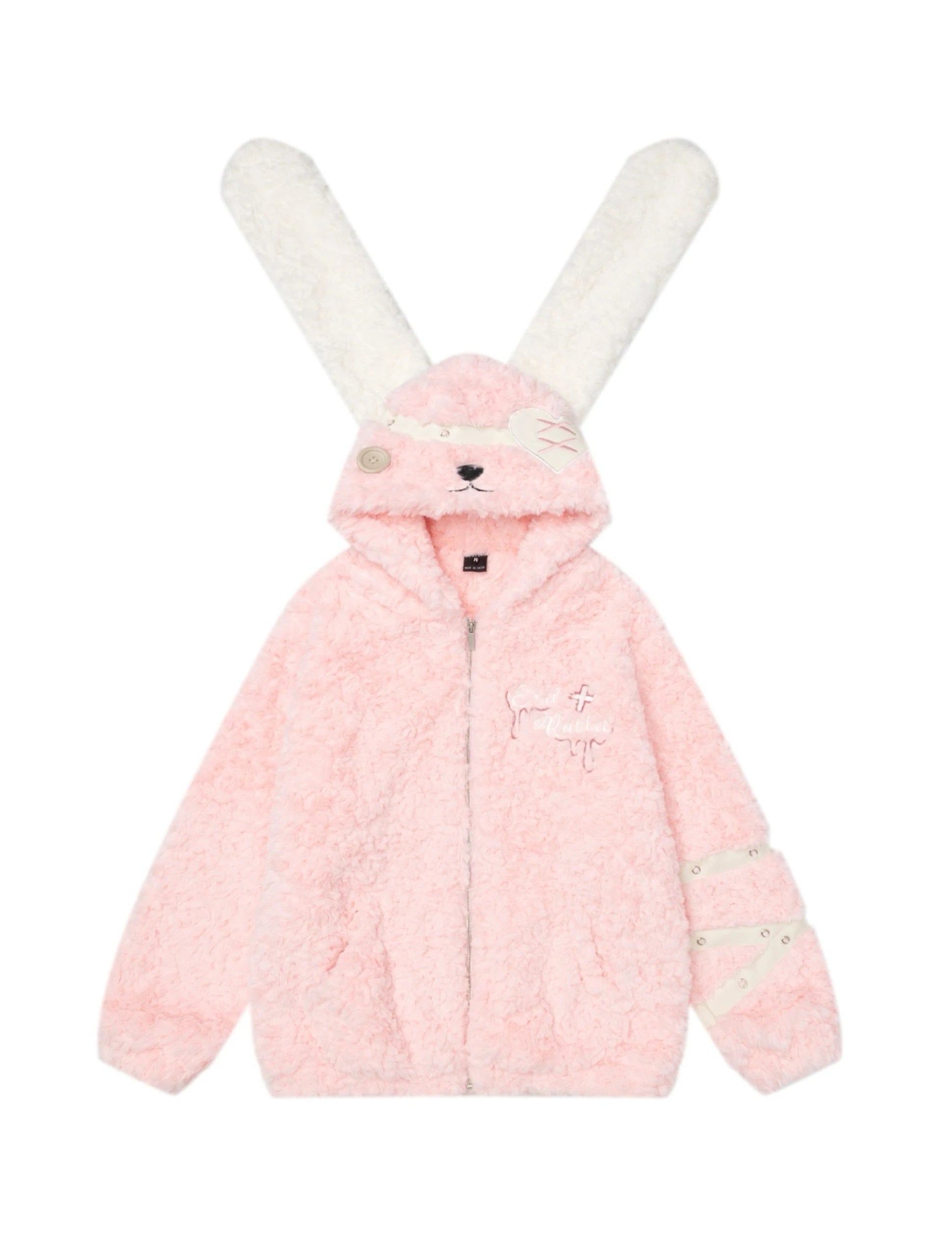 ‘Pink Crush’ Big Rabbit Ears Plush Cotton Coat AlielNosirrah