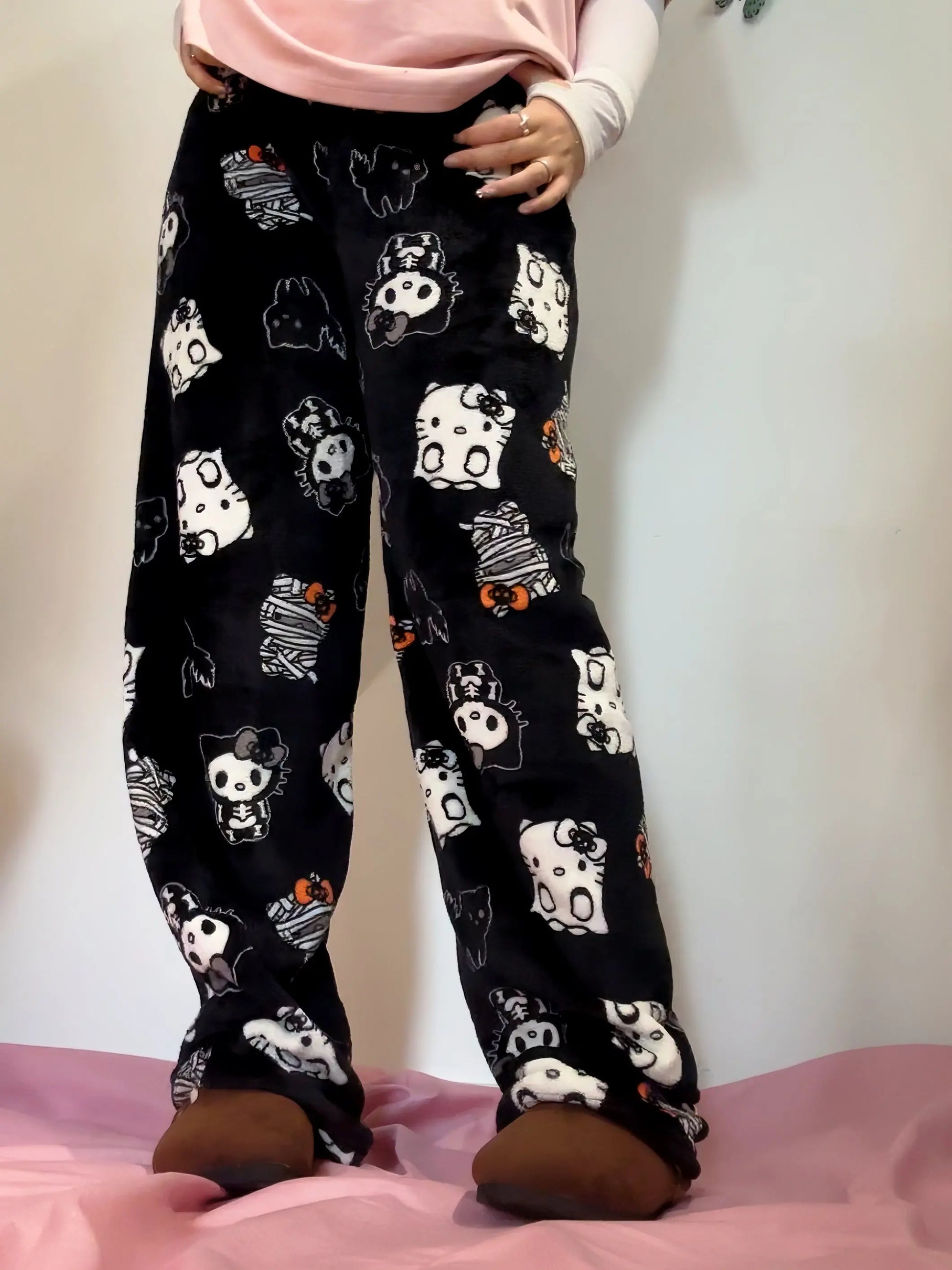 'Pjm Party' Kawaii Halloween Ghost Kitten Fleeced Pants AlielNosirrah