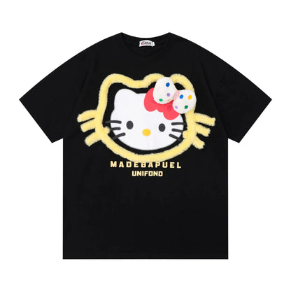 'Pop Kitty' Kawaii Streetstyle Fleeced T Shirts AlielNosirrah