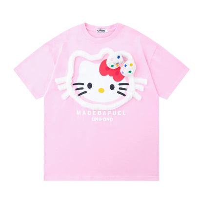 'Pop Kitty' Kawaii Streetstyle Fleeced T Shirts AlielNosirrah