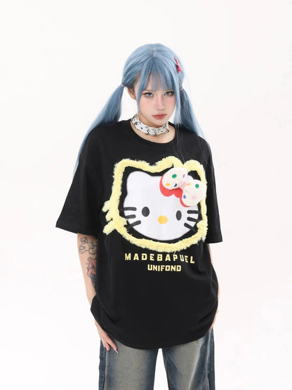 'Pop Kitty' Kawaii Streetstyle Fleeced T Shirts AlielNosirrah