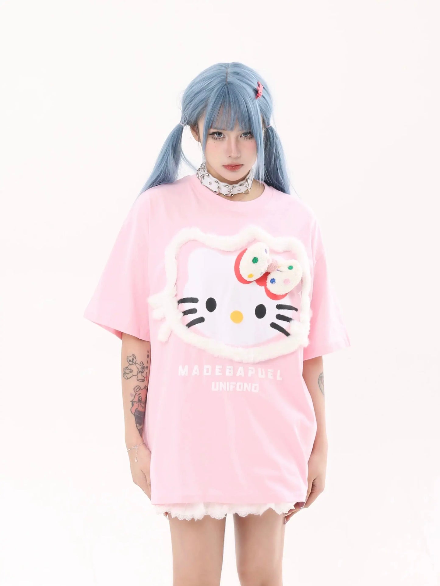 'Pop Kitty' Kawaii Streetstyle Fleeced T Shirts AlielNosirrah