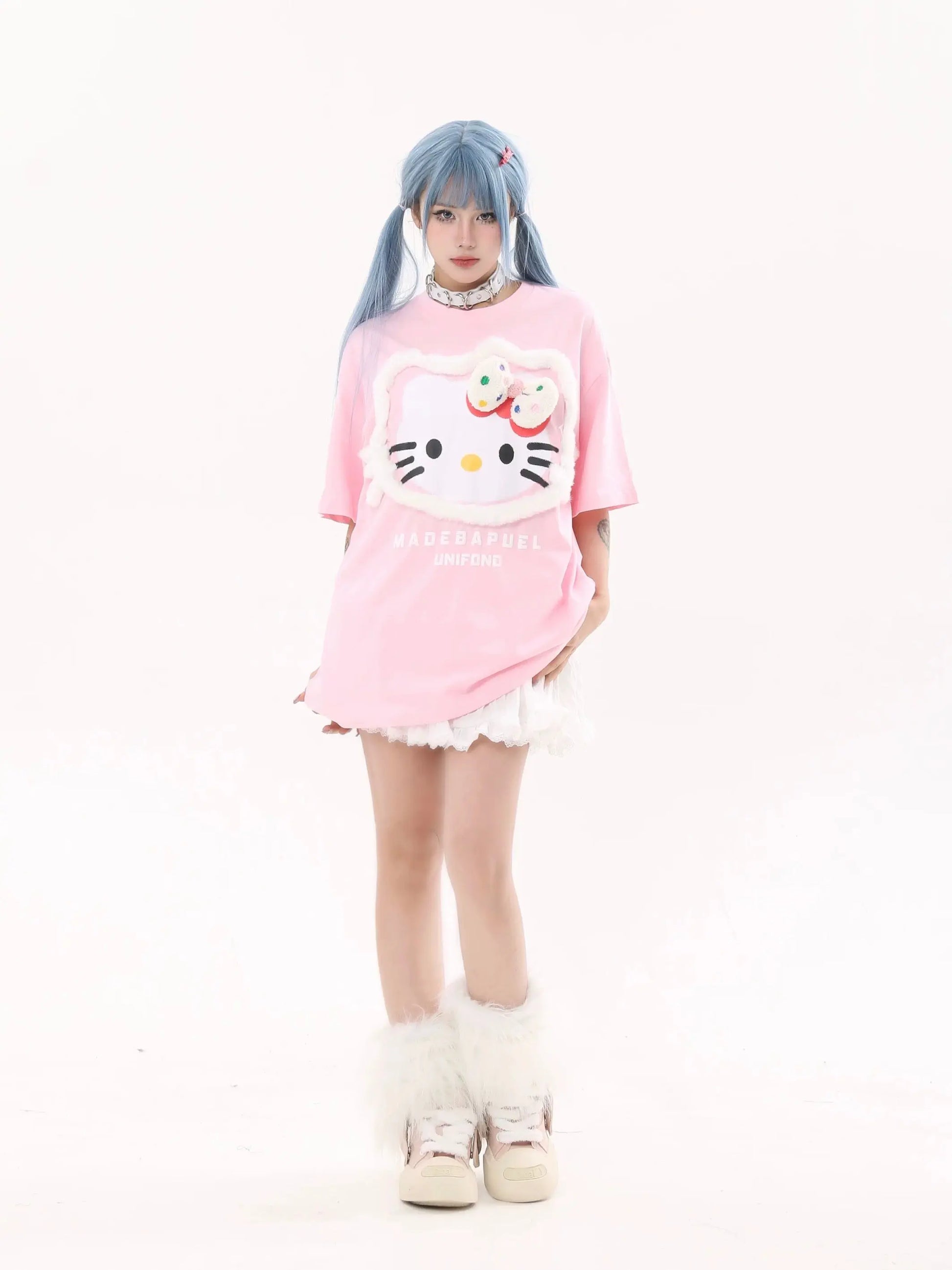 'Pop Kitty' Kawaii Streetstyle Fleeced T Shirts AlielNosirrah