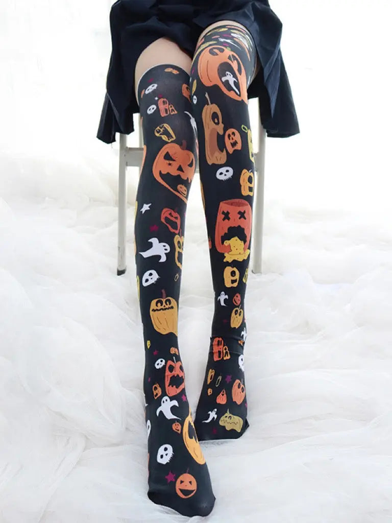 'Pumpkin Market' Limited Halloween Leg Tights AlielNosirrah