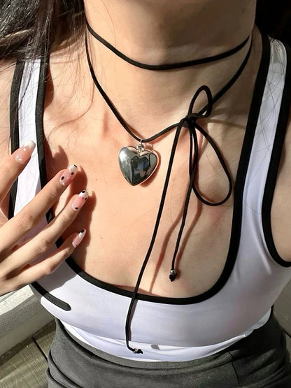 'Pure Love' Y2k Heart Shape Pendant Necklace AlielNosirrah