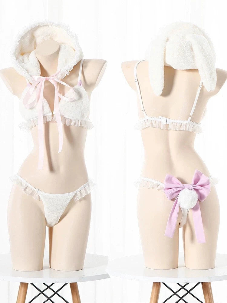 'Rabbit Babe' Sexy Cute Valentine Fleeced Lingerie Set AlielNosirrah