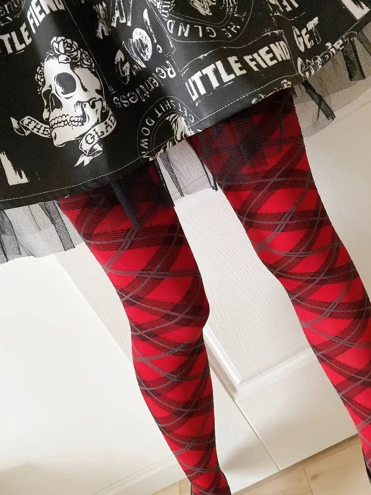 'Red Velvet' Punk Checked Warm Tights AlielNosirrah