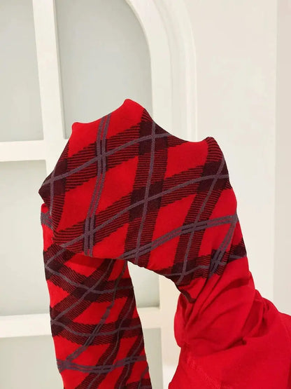 'Red Velvet' Punk Checked Warm Tights AlielNosirrah