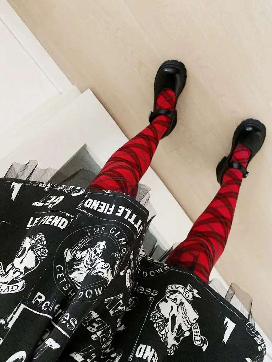 'Red Velvet' Punk Checked Warm Tights AlielNosirrah