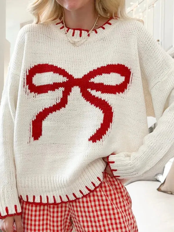 'Ribbon Girl' Red Ribbon Holiday Christmas Sweater AlielNosirrah