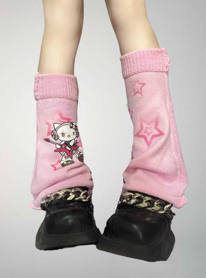 'Rock Kitten' Kawaii Goth Kitty Leg Warmers AlielNosirrah