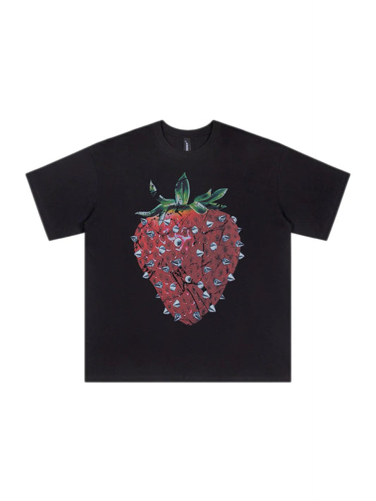 'Rock Strawberry' Punk Rivet Strawberry Oversized Shirts AlielNosirrah