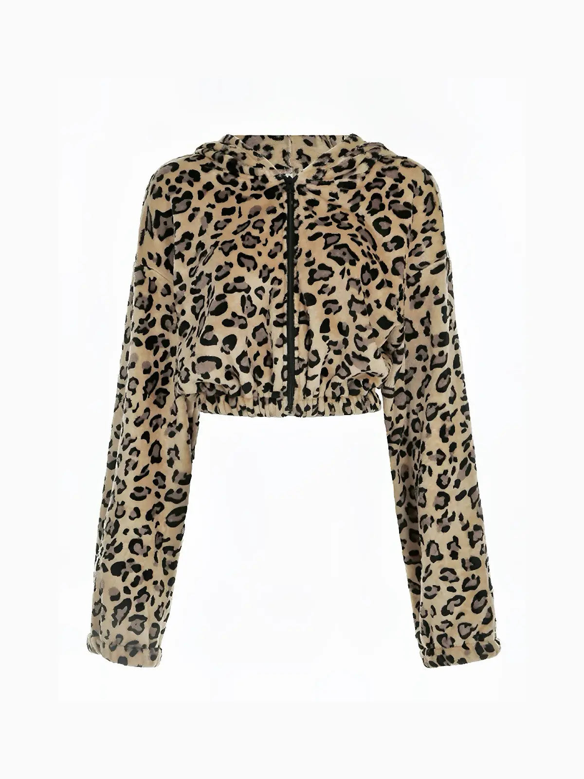 'Rock Ya' Y2k Cheetah Prints Fluffy Hooded Crop Coat AlielNosirrah