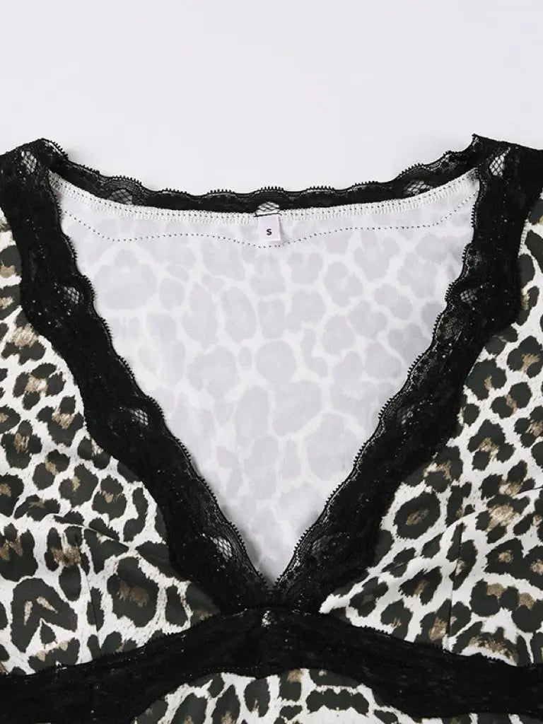 'Rumor' Cheetah Prints Lace Long Sleeve Shirts AlielNosirrah