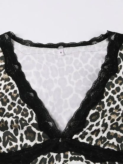 'Rumor' Cheetah Prints Lace Long Sleeve Shirts AlielNosirrah