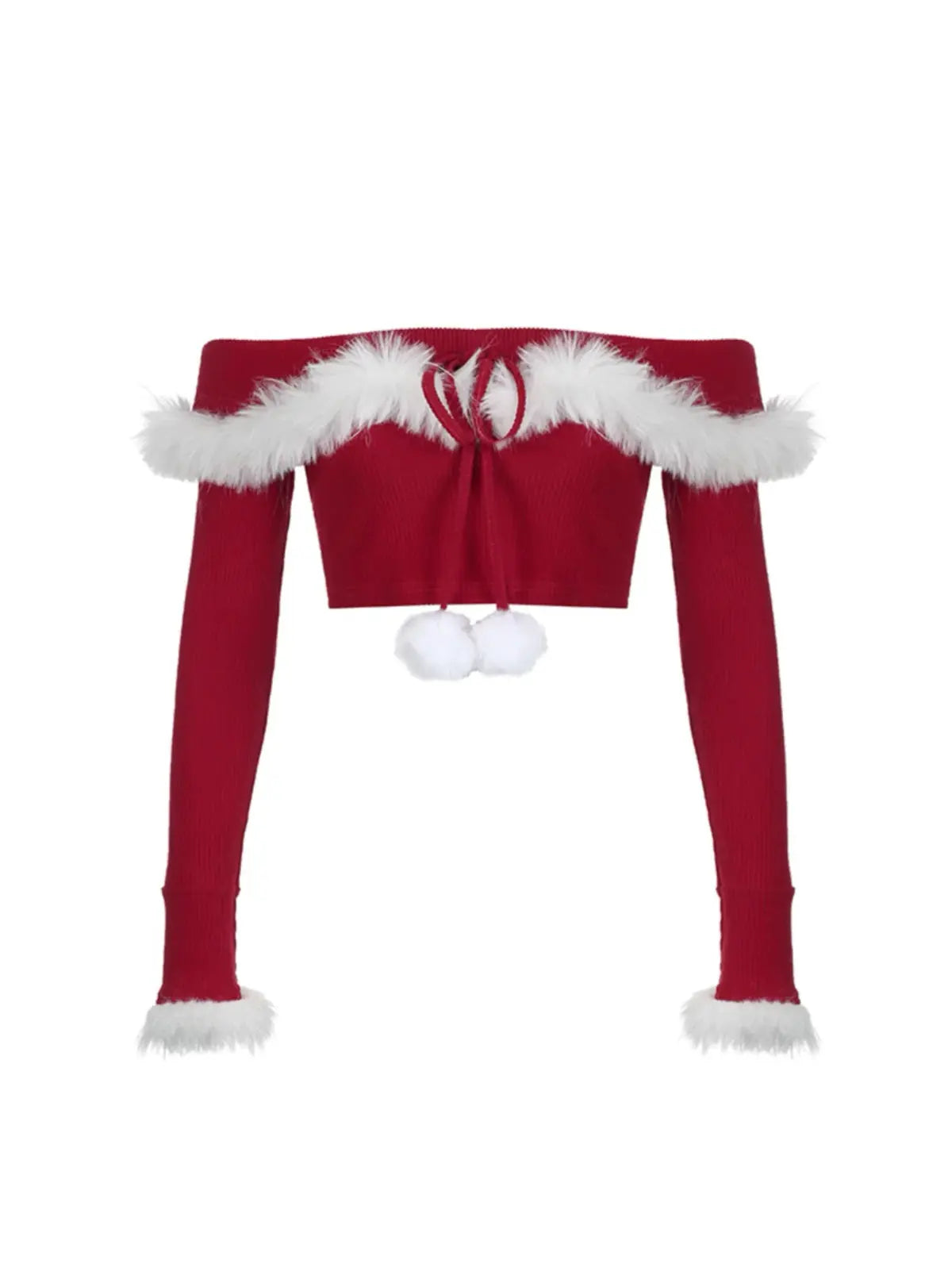 'Santa Babe' Fluffy Holiday Off Shoulder Holiday Top AlielNosirrah