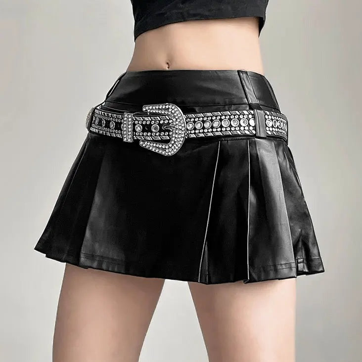 Silver metallic clearance pleated mini skirt