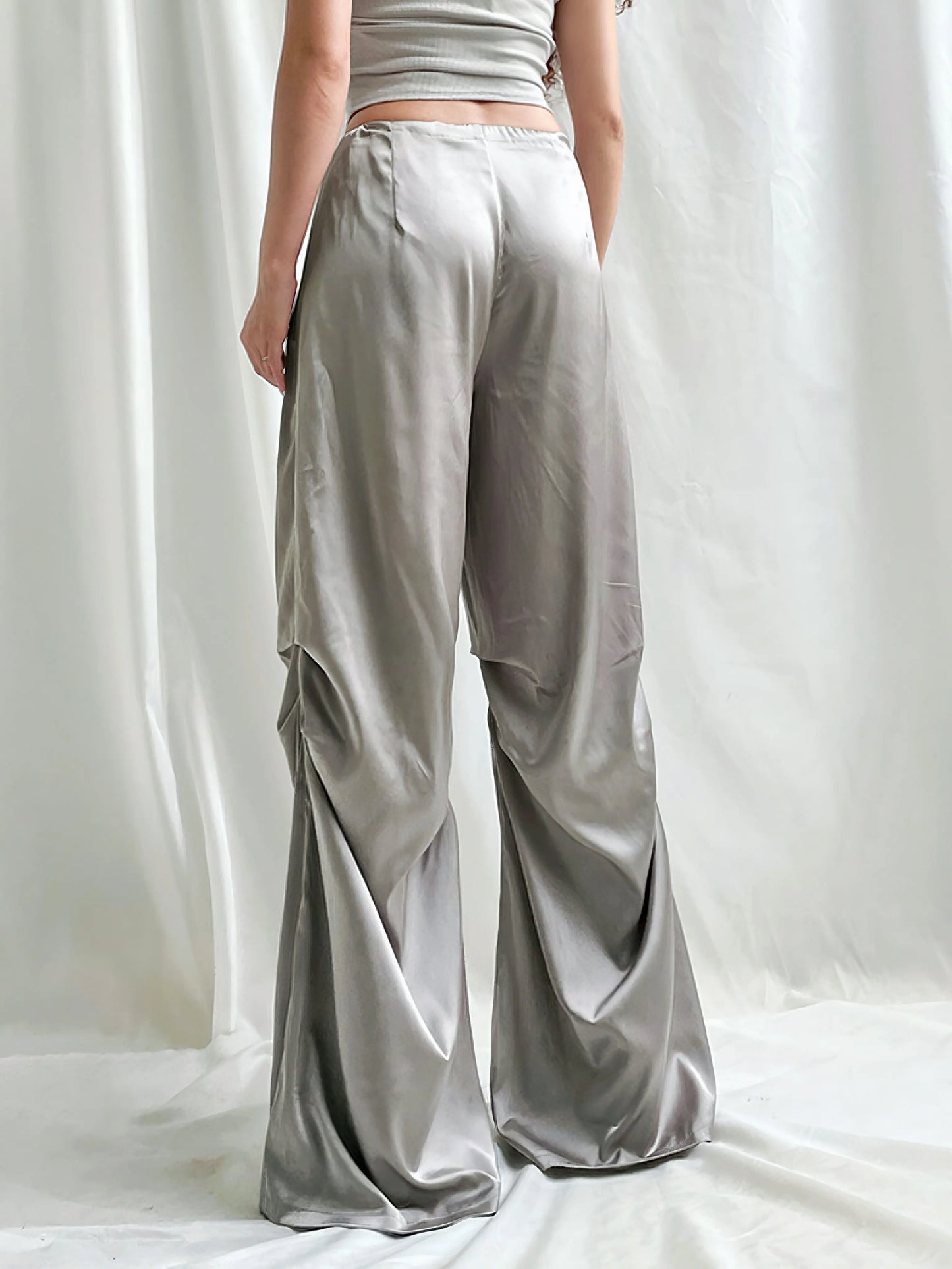 'Silver City' Future Metallic Silky Drawstring Pants AlielNosirrah