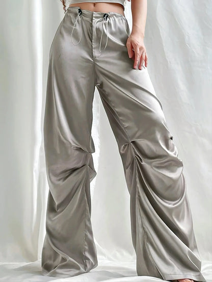 'Silver City' Future Metallic Silky Drawstring Pants AlielNosirrah