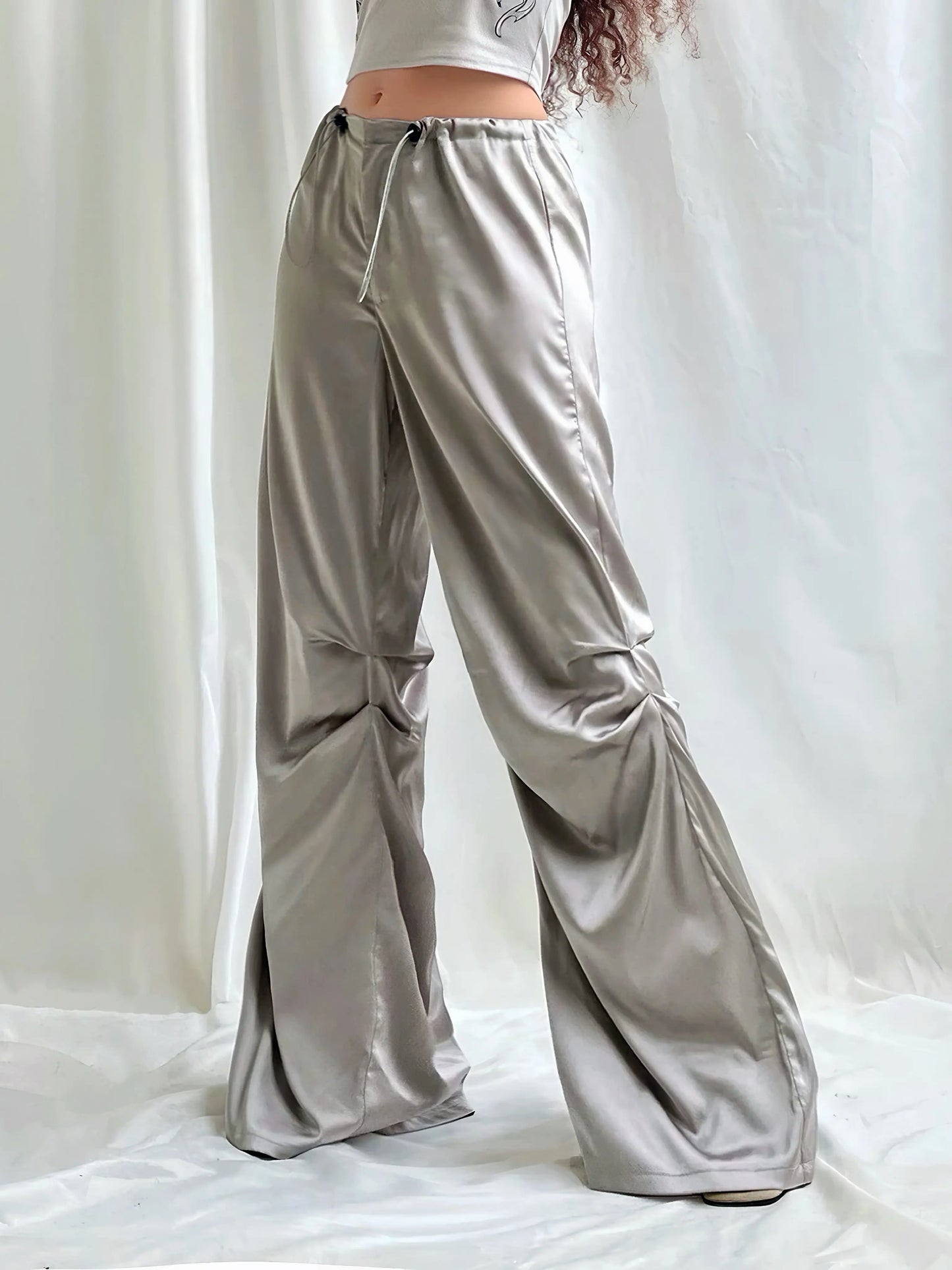 'Silver City' Future Metallic Silky Drawstring Pants AlielNosirrah