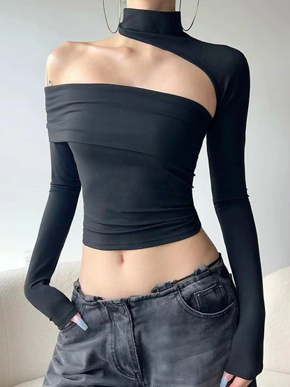 'Siren' Future Sexy Off Shoulder Cut Out Turtleneck Top AlielNosirrah