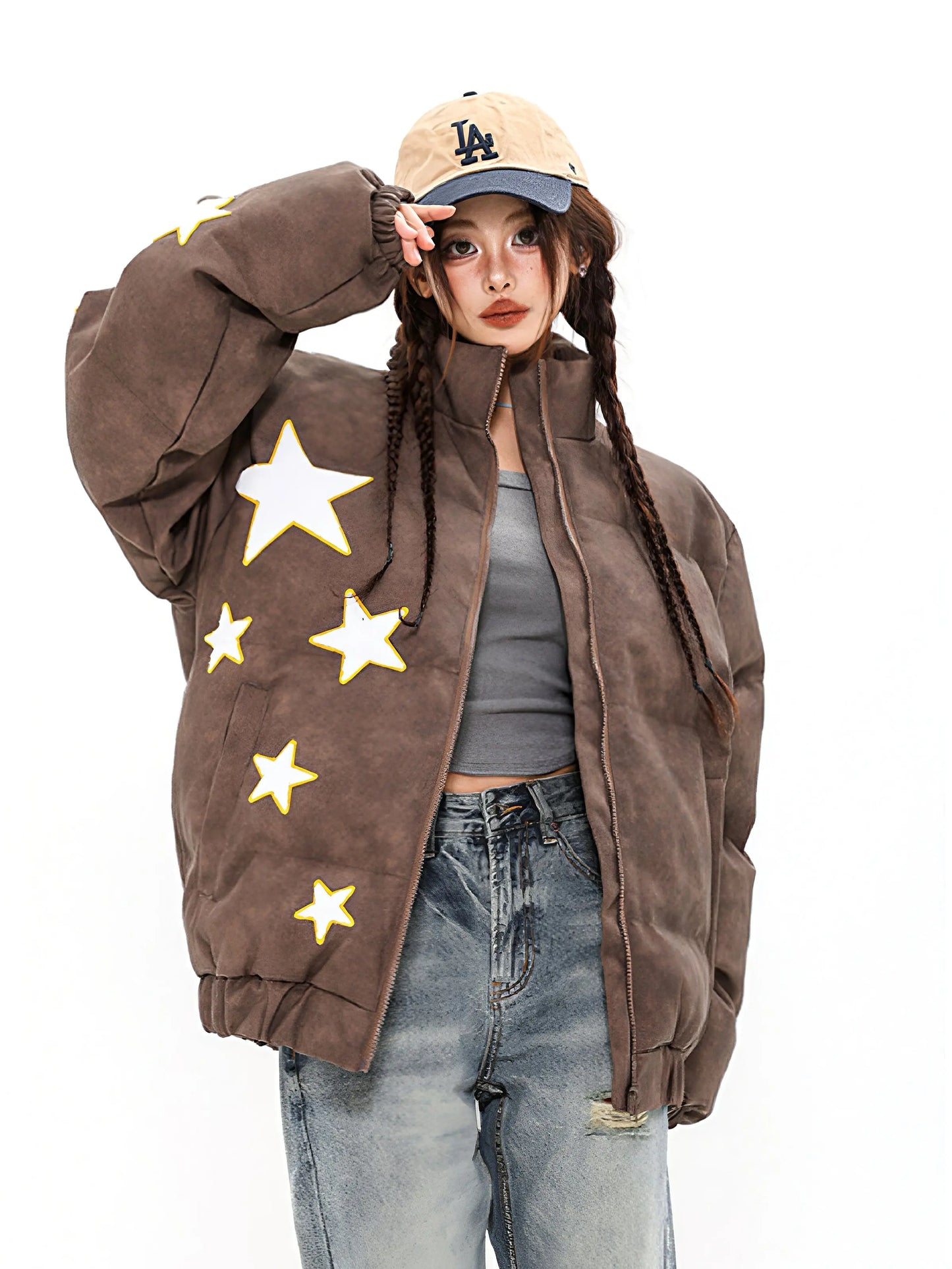 'Ski Star' Kawaii Streetstyle Fleeced Star Pattern Jacket AlielNosirrah