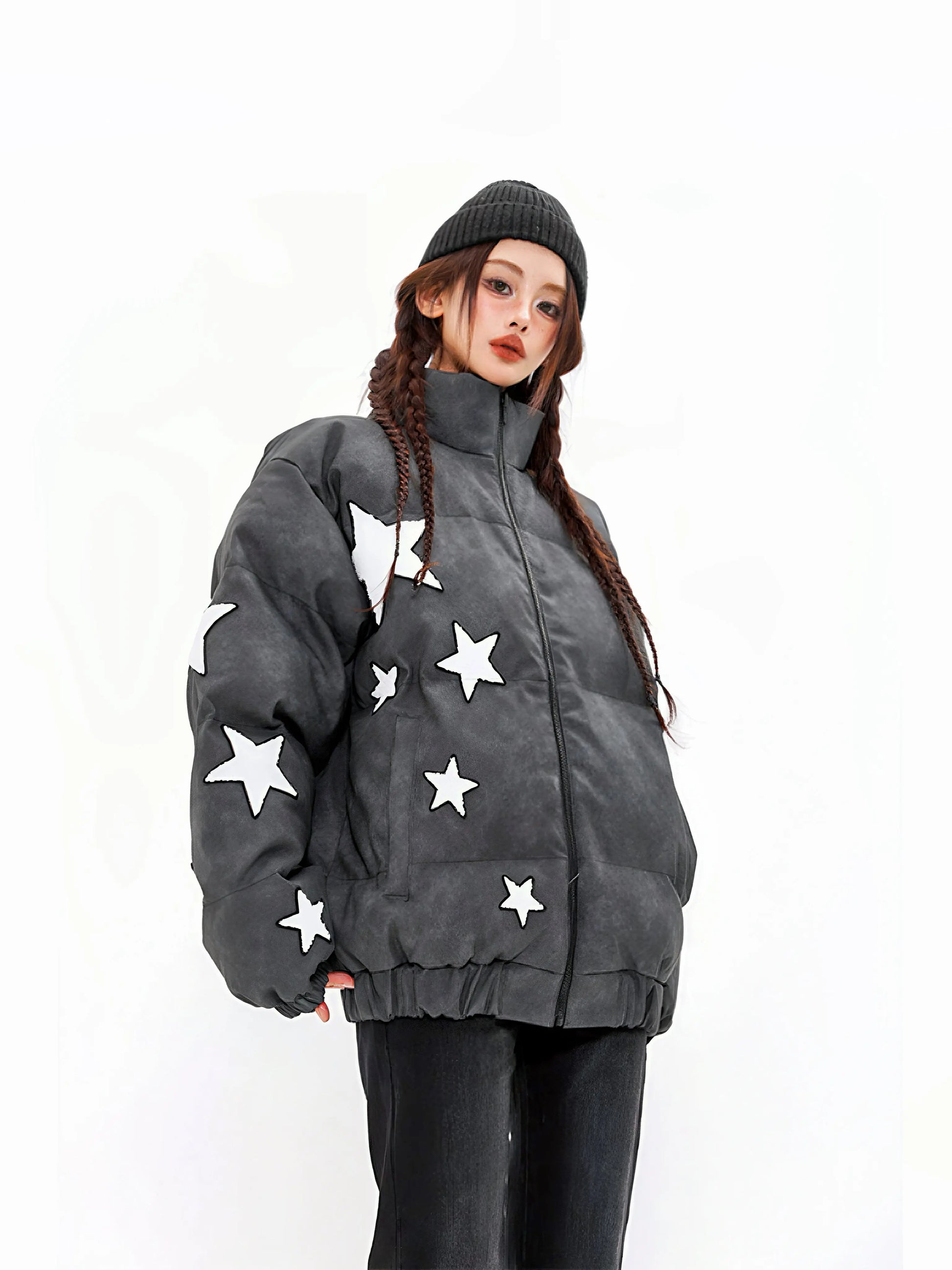 'Ski Star' Kawaii Streetstyle Fleeced Star Pattern Jacket AlielNosirrah