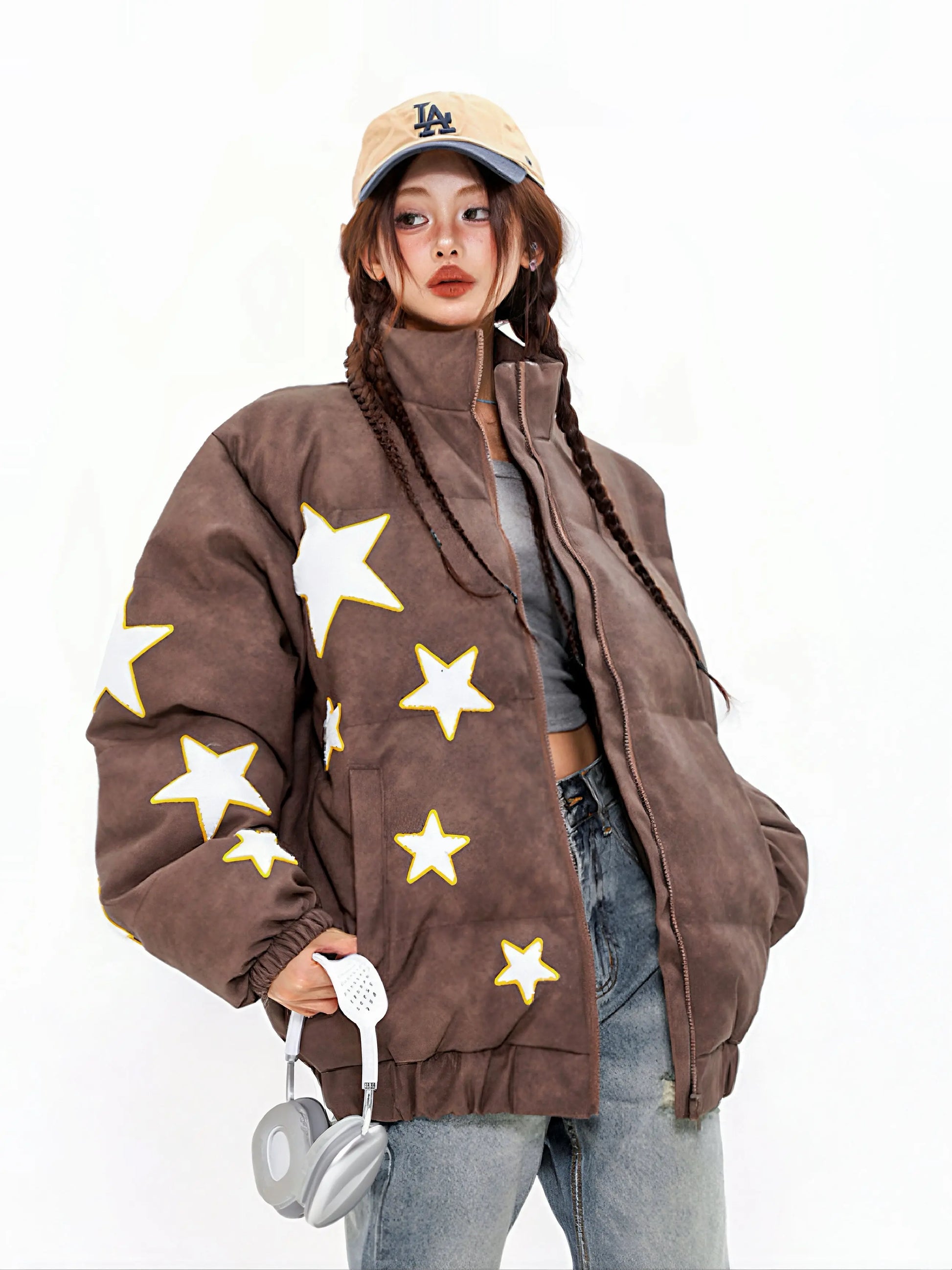 'Ski Star' Kawaii Streetstyle Fleeced Star Pattern Jacket AlielNosirrah