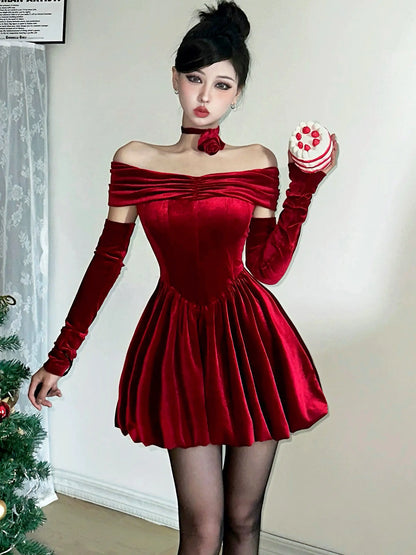 'Snow White' Holiday Velvet Christmas Dress AlielNosirrah