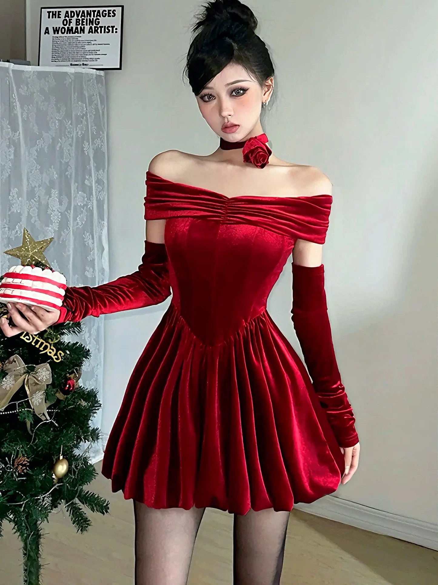 'Snow White' Holiday Velvet Christmas Dress AlielNosirrah