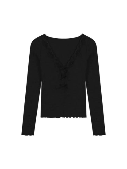 'So Sure' Coquette Ribbon Flattering Long Sleeve Shirts AlielNosirrah