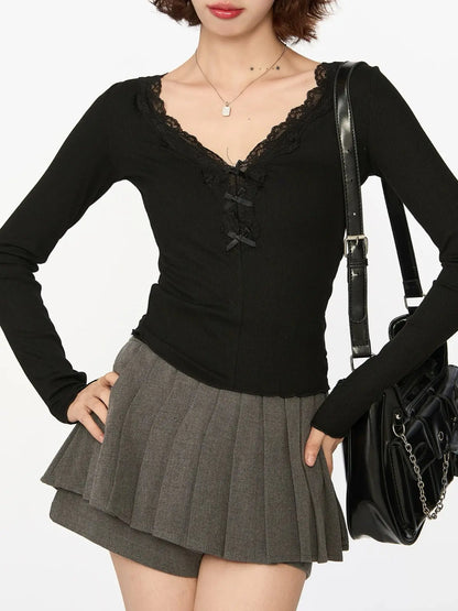 'So Sure' Coquette Ribbon Flattering Long Sleeve Shirts AlielNosirrah