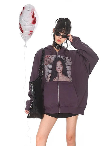 'Solo' Streetstyle Oversized Unisex Jennie Prints Hoodie AlielNosirrah