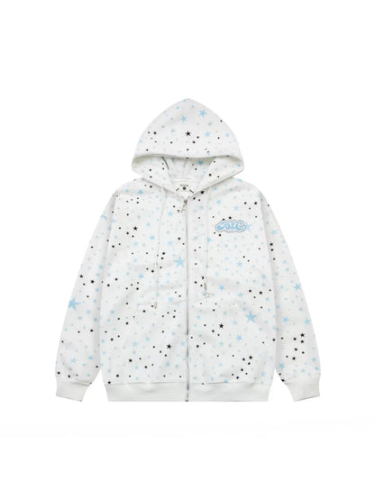 'Starry Night' Oversized Star Pattern Hoodie Jacket AlielNosirrah