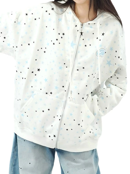 'Starry Night' Oversized Star Pattern Hoodie Jacket AlielNosirrah