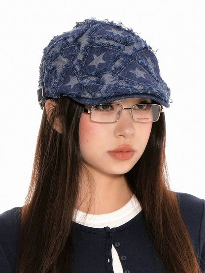 'Supernatural' Retro Kpop Distressed Star Beret Hat AlielNosirrah