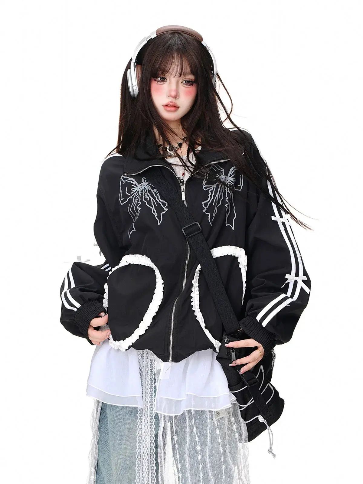 'Sweet Doll' Coquette Kawaii  Lace Ribbon Oversized Jacket AlielNosirrah